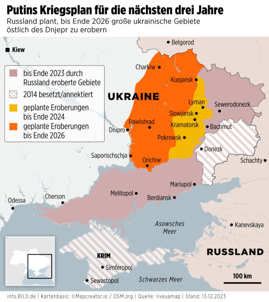 Bild написал, что РФ хочет захватить Харьков, Днепр и Запорожье к 2026 году. Реакция ГУР