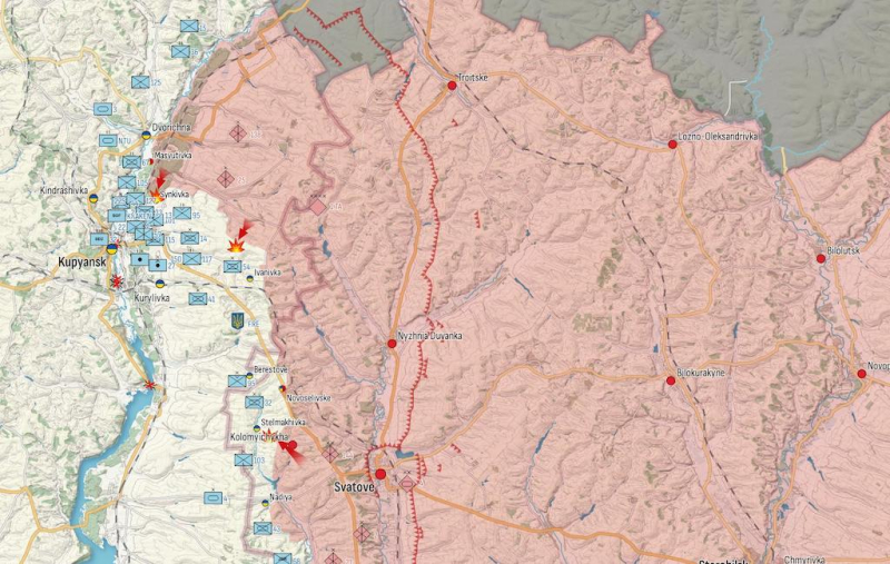 Генштаб: Россия наступает от Купянска до Херсона, десятки штурмов на Авдеевку — карта